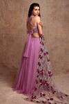 Shop_Shehlaa Khan_Purple Gathered Front Slit Lehenga Set_at_Aza_Fashions