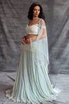 Shop_Shehlaa Khan_Blue Lace Embellished Lehenga Set_at_Aza_Fashions