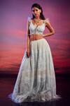 Buy_Shehlaa Khan_Blue Lace Work Lehenga Set_at_Aza_Fashions
