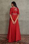 Shop_JAYANTI REDDY_Red Chanderi Silk Anarkali And Palazzo Set_at_Aza_Fashions