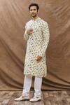 Buy_Aham-Vayam_Beige Cotton Floral Print Kurta Set_at_Aza_Fashions