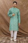 Buy_Aham-Vayam_Green Cotton Floral Print Kurta Set_at_Aza_Fashions