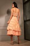 Shop_Babita Malkani_Peach Pleated Fabric Embellished Crop Top And Layered Skirt Set_at_Aza_Fashions