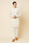 Buy_Spring Break_White Polyester Cotton Embroidered Kurta And Churidar Set_at_Aza_Fashions