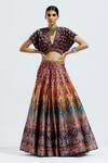 Buy_Rajdeep Ranawat_Yellow Dupion Leela Printed Lehenga Skirt_at_Aza_Fashions