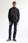 Buy_Countrymade_Black Linen Asymmetric Yoke Shirt_at_Aza_Fashions
