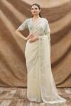 Buy_Oshi By Shikha_Off White Embroidered Silk Organza Saree With Blouse_at_Aza_Fashions