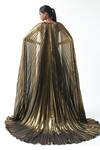 Shop_Gauri & Nainika_Gold Lame Metallic Pleated Gown_at_Aza_Fashions