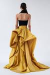 Shop_Gauri & Nainika_Yellow Tafetta Front Bow Belt Skirt_at_Aza_Fashions