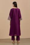 Shop_Priya Chaudhary_Purple Chanderi Silk Kurta Set_at_Aza_Fashions