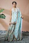 Buy_Tamanna Punjabi Kapoor_Blue Georgette Embroidered Kurta Sharara Set_at_Aza_Fashions