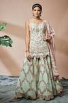 Buy_Tamanna Punjabi Kapoor_Green Georgette Floral Embroidered Kurta Sharara Set_at_Aza_Fashions