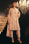 Buy_Ridhi Mehra_Beige Net Ressie Embroidered Kurta Pant Set_at_Aza_Fashions