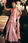 Buy_Ridhi Mehra_Pink Helka Pre-draped Saree With Blouse_at_Aza_Fashions