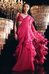 Buy_Ridhi Mehra_Fuchsia Naenia Pre-draped Saree With Blouse_at_Aza_Fashions