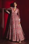 Buy_Ridhi Mehra_Red Terra Floral Print Anarkali With Dupatta_at_Aza_Fashions