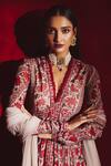 Shop_Ridhi Mehra_Red Terra Floral Print Anarkali With Dupatta_at_Aza_Fashions