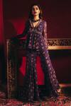 Buy_Ridhi Mehra_Blue Chiffon Dilke Peplum Tunic Sharara Set_at_Aza_Fashions