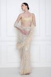 Buy_Dilnaz Karbhary_Ivory Net Strappy Bustier_at_Aza_Fashions