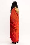 Shop_Studio Medium_Orange Handwoven Bengal Silk Waterfall Jamban Saree_at_Aza_Fashions
