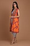 Buy_Preeti S Kapoor_Grey Crepe Printed Draped Dress With Cape_at_Aza_Fashions