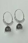 Buy_Naintara Bajaj_Oxidized Pearl Encrusted Jhumka Earrings_at_Aza_Fashions
