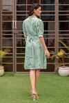 Shop_B'Infinite_Green Rayon Flower And Fern Print Shirt Dress_at_Aza_Fashions