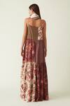 Shop_Payal Pratap_Brown Cupro Muga Silk Liman Printed Patched Maxi Dress_at_Aza_Fashions