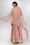 Shop_Lajjoo C_Pink Organza Shruti Embroidered Dupatta_at_Aza_Fashions
