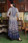 Shop_Bairaas_Blue Rayon Royal Palace Pattern Dress_at_Aza_Fashions