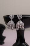 Buy_Curio Cottage_Diamante Florana Cubic Zirconia Jhumka Earrings_at_Aza_Fashions