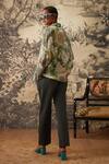 Shop_Kalista_Multi Color Viscose Satin Zoey Miniature Print Tunic_at_Aza_Fashions