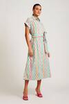 Shop_Sorbae_Multi Color Cotton Floral Print Shirt Dress_at_Aza_Fashions