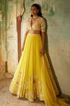 Shop_Ridhi Mehra_Yellow Blouse Aftaab Flower Vine Embroidered Lehenga Set_at_Aza_Fashions