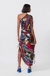 Shop_Saaksha & Kinni_Multi Color Cotton Silk Hand Micro Pleated Draped Dress_at_Aza_Fashions