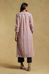 Shop_Ritu Kumar_Multi Color Yarn Dyed Cotton-multi Striped Front Slit Kurta_at_Aza_Fashions