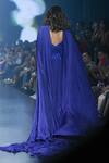 Shop_Saisha Shinde_Blue Silk Embroidered Front Slit Gown_at_Aza_Fashions