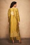Shop_Gulabo by Abu Sandeep_Green Pure Chanderi Silk Placement Stripe Pattern Kurta_at_Aza_Fashions