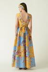 Shop_Payal Pratap_Yellow Cupro Cotton Tokala Flower Vine Print Dress_at_Aza_Fashions