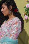 Shop_Studio Malang_Pink Chanderi Silk Rose Block Print Kurta_at_Aza_Fashions