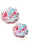 Shop_Amoli Concepts_Flower Shape Enamelled Platters - Set Of 2_at_Aza_Fashions