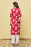 Shop_Samyukta Singhania_Maroon Rayon Floral Print Kurta_at_Aza_Fashions