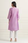 Shop_Ikshita Choudhary_Purple Chanderi Silk Flared Embroidered Kurta_at_Aza_Fashions