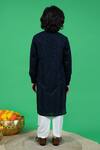 Shop_Little Boys Closet by Gunjan Khanijou_Blue Chevron Sequin Embroidered Kurta Set For Boys_at_Aza_Fashions