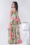 Shop_Free Sparrow_Green Tender Floral Pattern Kurta Sharara Set For Girls_at_Aza_Fashions