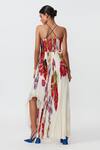 Shop_Saaksha & Kinni_Ivory Chiffon Floral Print Pleated Asymmetric Dress_at_Aza_Fashions