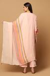 Shop_Ikha Couture_Peach Resham Embroidered Kurta Set_at_Aza_Fashions