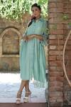 Shop_Desert Shine by Sulochana Jangir_Green Handwoven Chanderi Aari Embroidered Sleeve Shirt Dress_at_Aza_Fashions