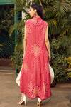 Shop_Twenty Nine_Red Bandhani Pattern Asymmetric Top_at_Aza_Fashions