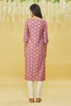 Shop_Samyukta Singhania_Wine Rayon Lotus Print Kurta_at_Aza_Fashions